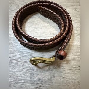 Ag Adriano Goldschmied Braided Leather Belt with Brass Buckle
